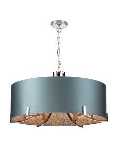 Annabelle 6 Light Pendant Polished Nickel With Bespoke Shade