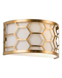 Arendal Wall Light Distressed Gold Leaf and White Frosted Glass With Bespoke Shade