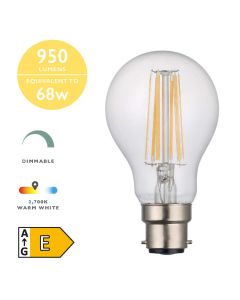 (Pack of 5) LED B22/BC GLS Light Bulb (Lamp) 8w 950lm 2700k