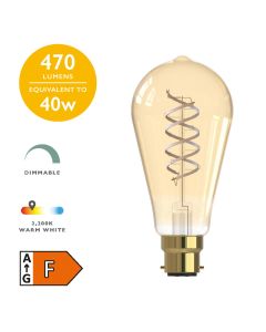 (Pack of 6) LED B22/BC GLS Light Bulb (Lamp) 5.5w 470lm 2200k