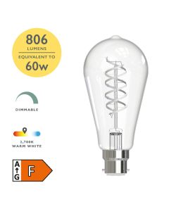 (Pack of 6) LED B22/BC GLS Light Bulb (Lamp) 8w 806lm 2700k
