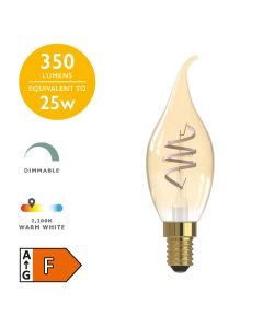 (Pack of 6) LED SES/E14 Candle Light Bulb (Lamp) 4w 350lm 2200k
