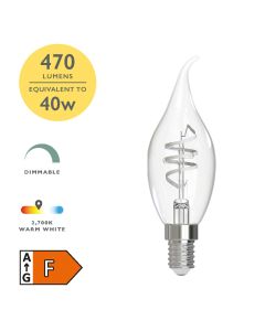 (Pack of 6) LED SES/E14 Candle Light Bulb (Lamp) 4.6w 470lm 2700k