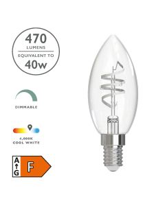 (Pack of 6) LED SES/E14 Candle Light Bulb (Lamp) 4.6w 470lm 4000k