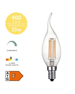 (Pack of 5) LED SES/E14 LED Light Bulb (Lamp) 4w 400lm 2700k