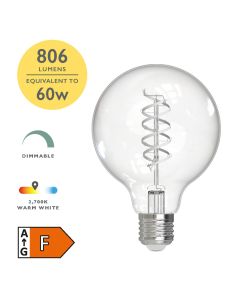 (Pack of 6) LED ES/E27 Globe Light Bulb (Lamp) 8w 806lm 2700k