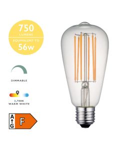 (Pack of 5) LED ES/E27 GLS Light Bulb (Lamp) 7w 750lm 2700k