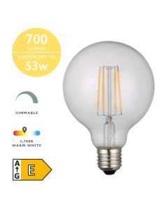 (Pack of 5) LED ES/E27 Globe Light Bulb (Lamp) 6w 700lm 2700k