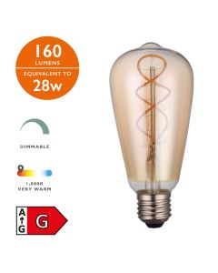 (Pack of 5) Vintage LED ES/E27 GLS Light Bulb (Lamp) 4w 160lm 1800k
