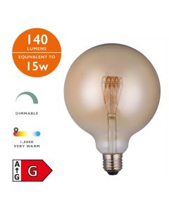 (Pack of 5) Vintage LED ES/E27 Globe Light Bulb (Lamp) 4w 140lm 1800k