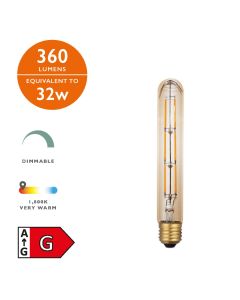 (Pack of 5) Vintage LED ES/E27 Tube Light Bulb (Lamp) 6w 360lm 1800k