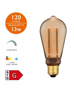 (Pack of 5) Vintage LED ES/E27 GLS Light Bulb (Lamp) 3.5w 120lm 1800k