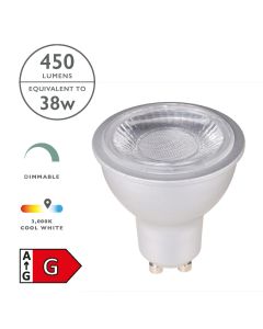 (Pack of 5) LED GU10  Light Bulb (Lamp) 6w 450lm 3000k