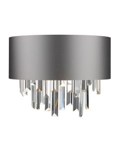 Hurley 2 Light Wall Light Polished Chrome and Crystal With Bespoke Shade