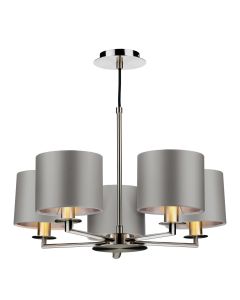 Rex 5 Light Armed Pendant Satin Nickel With Bespoke Shade