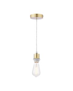 1 Light Satin Brass E27 Suspension With Clear Cable