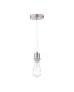 1 Light E27 Suspension Satin Chrome With Clear Cable