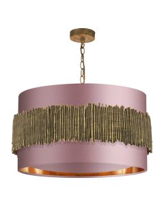 Willow 4 Light Pendant Bronze and Bespoke With Bespoke Shade
