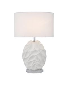 Zachary Table Lamp Matt White and Polished Chrome With Shade
