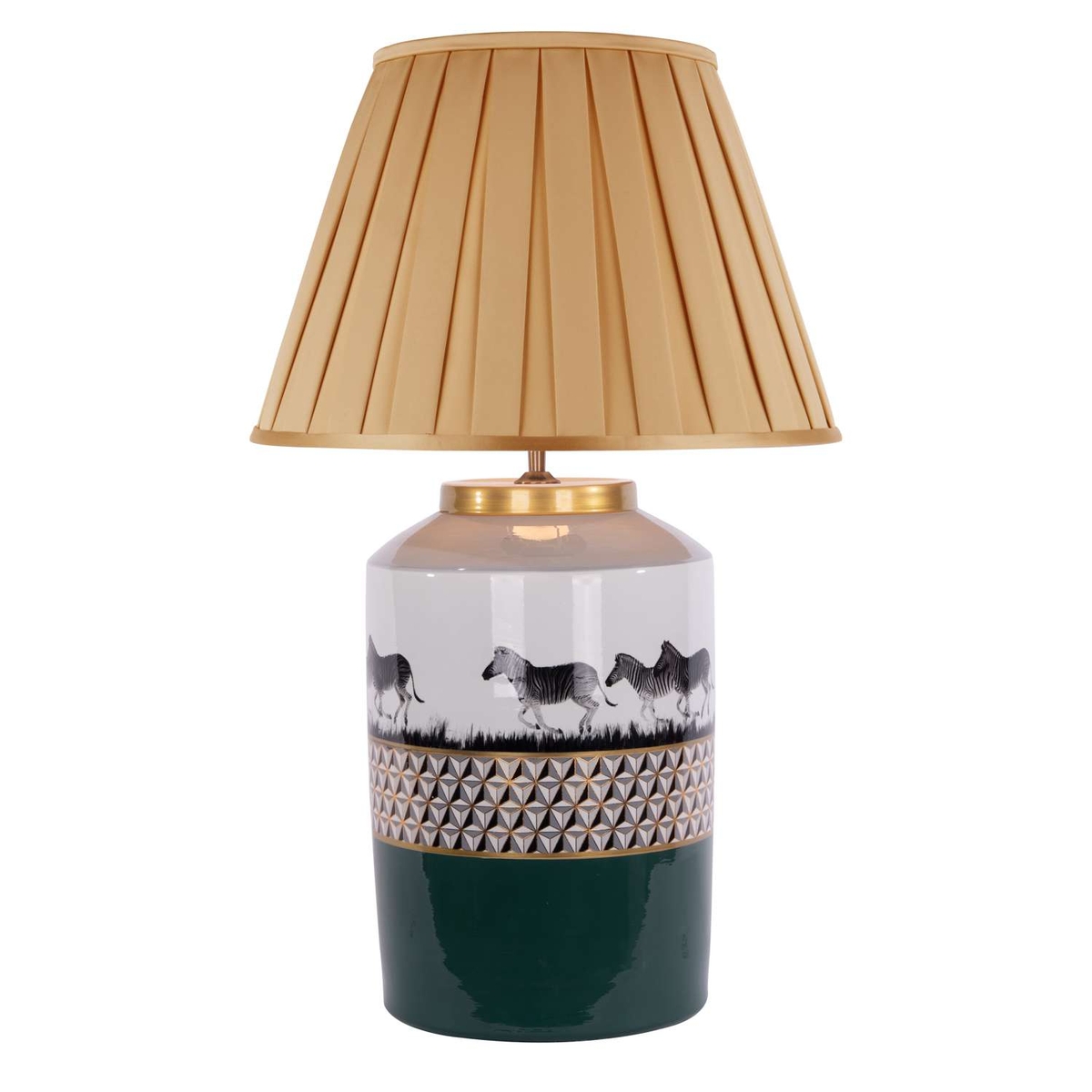 Callie Table Lamp Green/Gold Zebra Motif Base Only