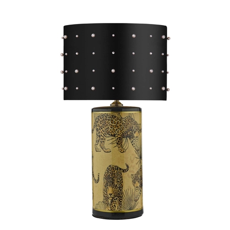  Eliza Table Lamp Leopard Motif In Gold Base Only